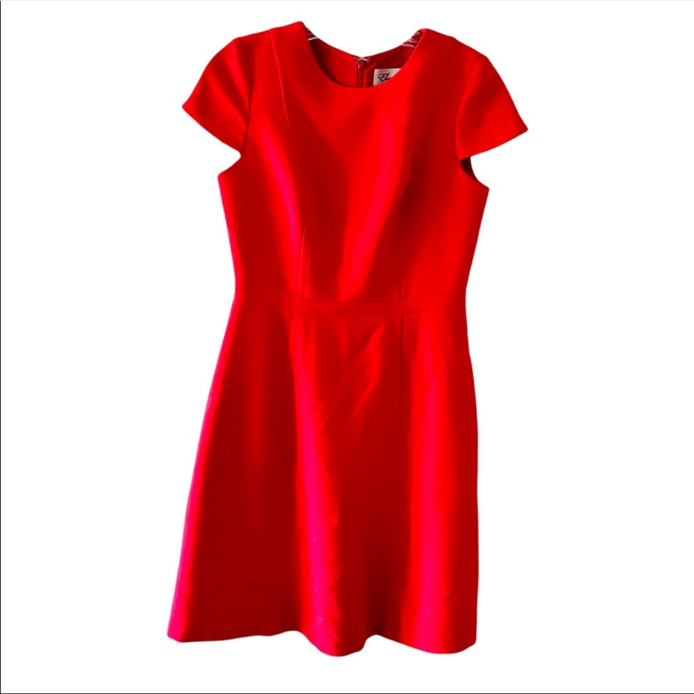Eliza J Red Crepe Cap Sleeve A-line Flare Dress size 6
